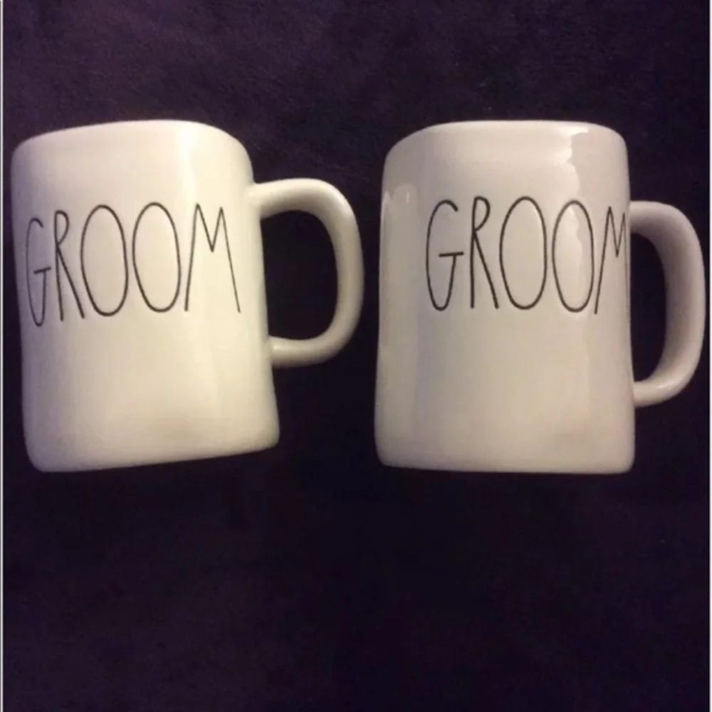 NWOT Rae Dunn GROOM GROOM SET Coffee Tea Mug Set